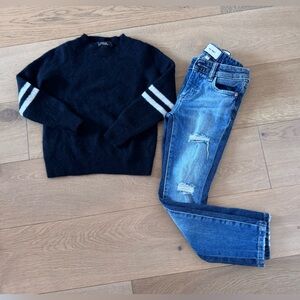 DL1961 Girl’s Blue Jeans and Black Aqua Sweater Bundle